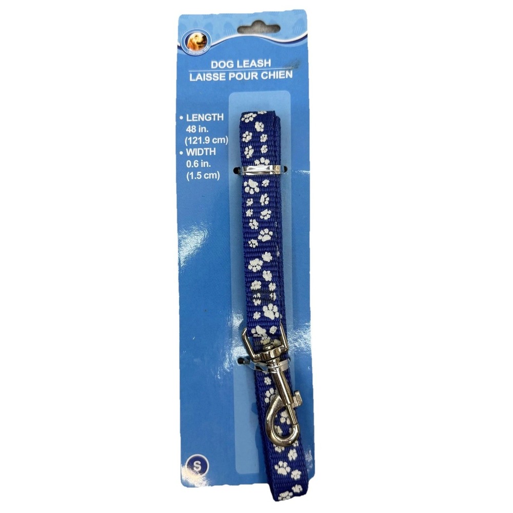 Greenbrier International Dog Leash Small Blue Paw Print Nylon 48in X 0.6in New